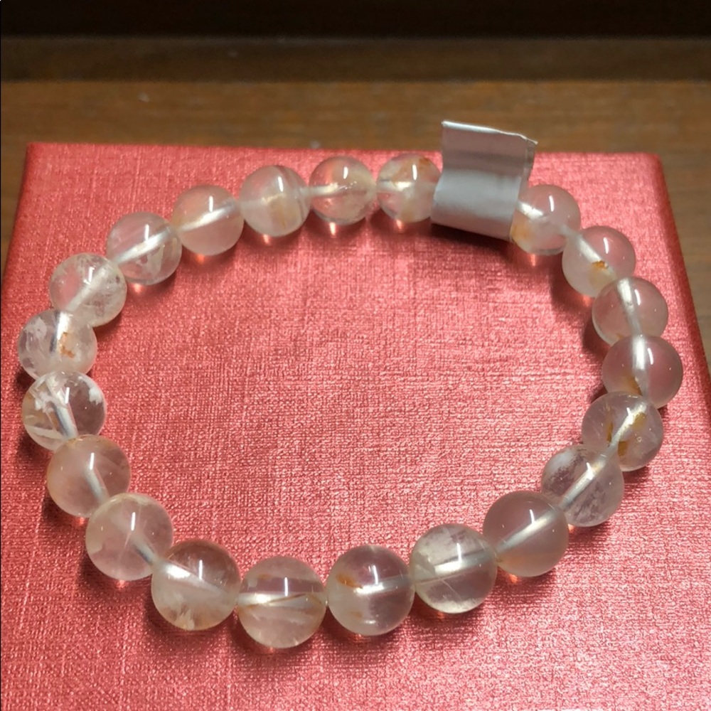 Clear white quartz bead bracelet